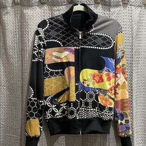 Adidas Y-3 Yohji Yamamoto Reversible Kimono Print one side & Solid Black Jacket